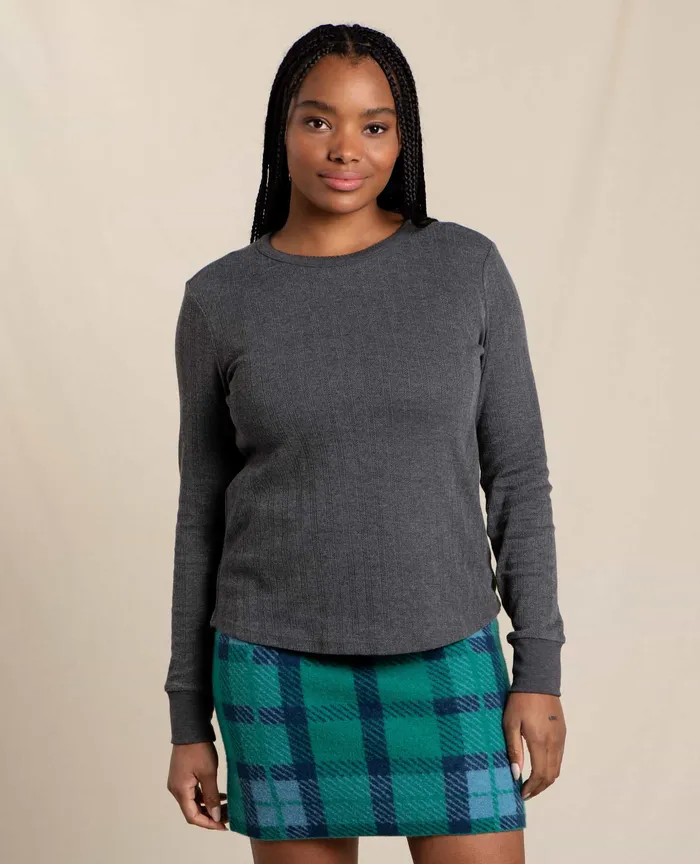 ToadandCo Tops and TShirts Women8217s Foothill Pointelle Long Sleeve Crew Soot ToadandCo Tops and TShirts Women8217s Foothill Pointelle Long Sleeve Crew Soot