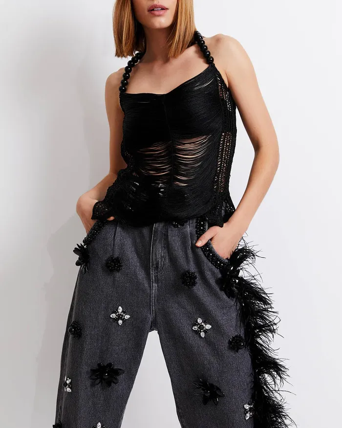 Tops and Bodysuits Women PatBO DRAPED FRINGE TOP FINAL SALE