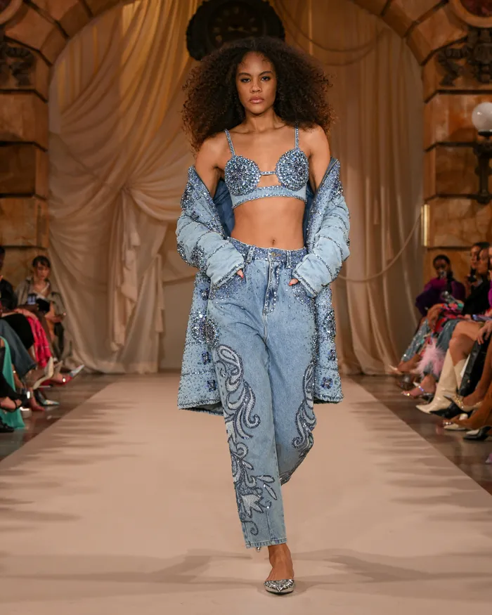 Tops and Bodysuits Women PatBO HANDBEADED DENIM BRALETTE