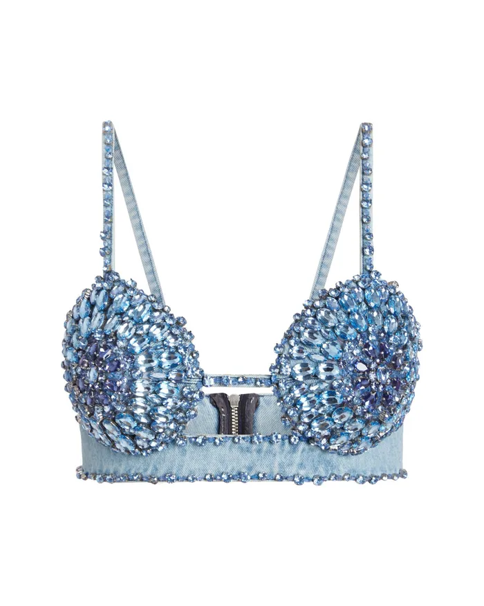 Tops and Bodysuits Women PatBO HANDBEADED DENIM BRALETTE