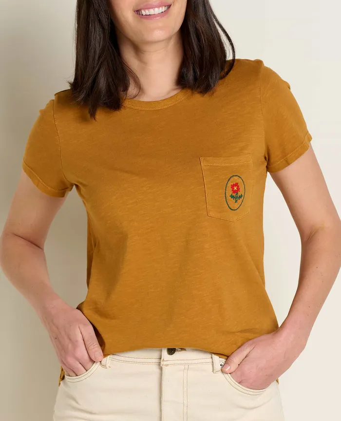 Tops and TShirts Women8217s ToadandCo Women8217s Primo Crew Embroidered Pocket Cross Stitch