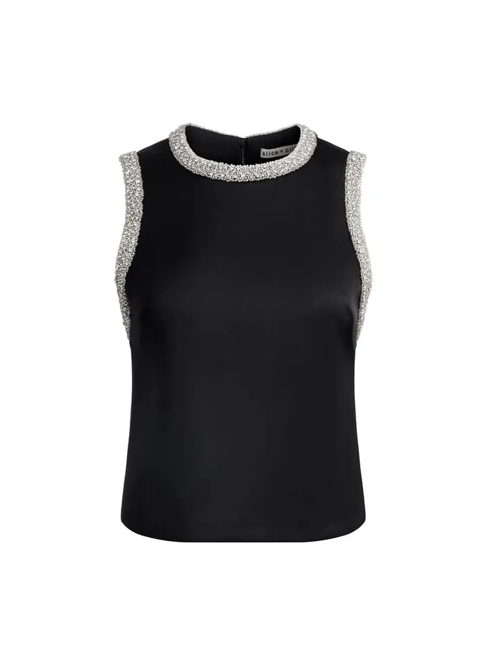 Tops Women Alice Olivia Amal Embellished Tank Black
