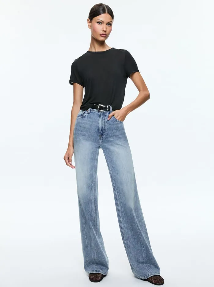 Tops Women Alice Olivia Cindy Cropped Tee Black
