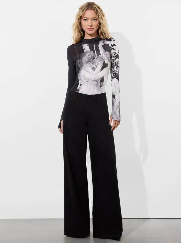 Tops Women Alice Olivia Delaina Mock Neck Top Renaissance Fresco
