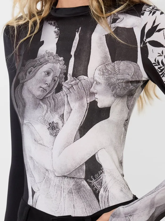 Tops Women Alice Olivia Delaina Mock Neck Top Renaissance Fresco