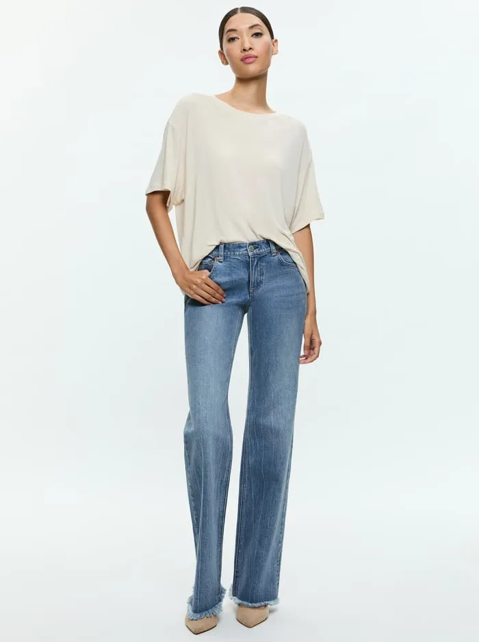 Tops Women Alice Olivia Evan Oversized Tee Oatmeal