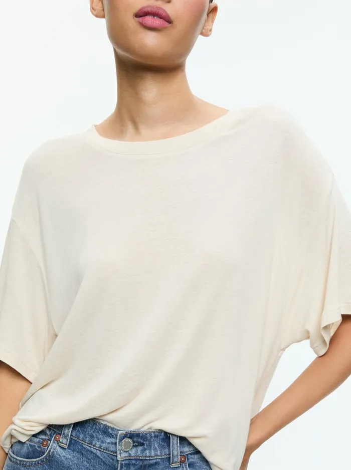 Tops Women Alice Olivia Evan Oversized Tee Oatmeal