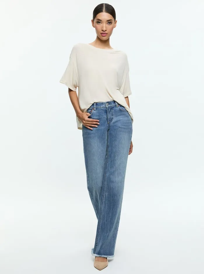 Tops Women Alice Olivia Evan Oversized Tee Oatmeal