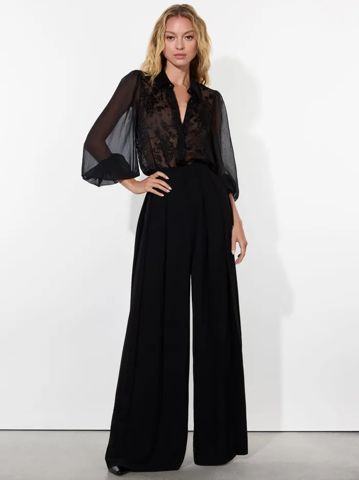 Tops Women Alice Olivia Roanne Button Down Gardenia Black