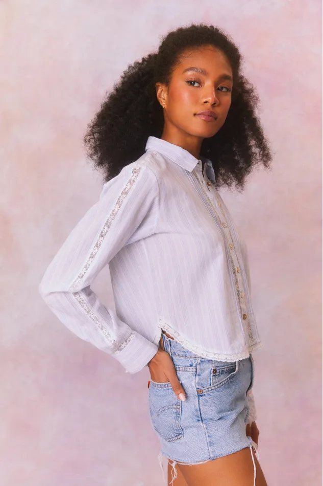 Tops Women LoveShackFancy Rosaway Cotton Stripe Top Vintage Voyage