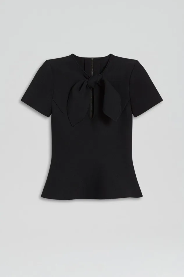 Tops Women Scanlan Theodore CREPE KNIT CRAVAT TOP Black Tops Women Scanlan Theodore CREPE KNIT CRAVAT TOP Black