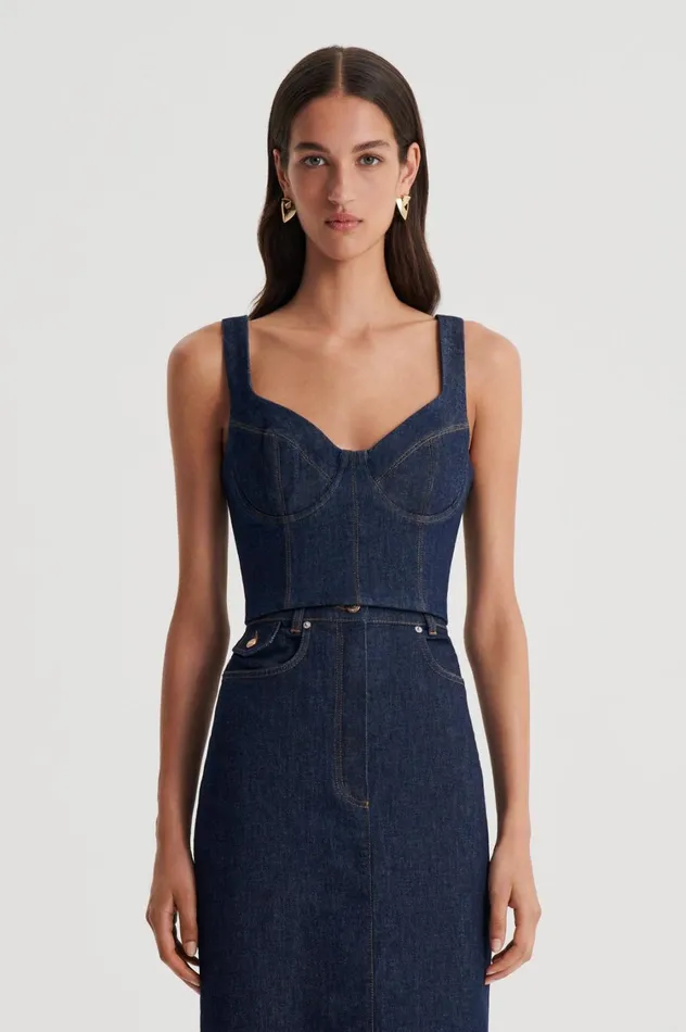 Tops Women Scanlan Theodore DENIM BRALETTE Indigob Tops Women Scanlan Theodore DENIM BRALETTE Indigob