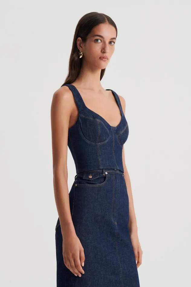 Tops Women Scanlan Theodore DENIM BRALETTE Indigob Tops Women Scanlan Theodore DENIM BRALETTE Indigob