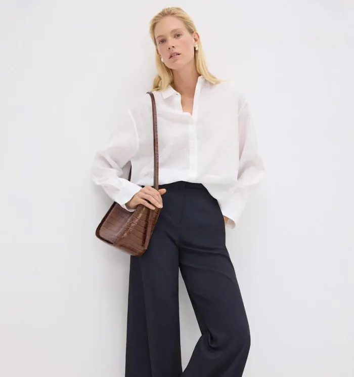 Tops Women Theory Boyfriend Shirt In Relaxed Linen Concord