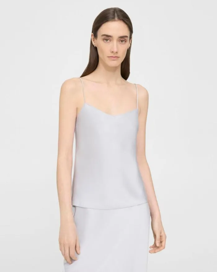 Tops Women Theory Draped Camisole In Satin Silver