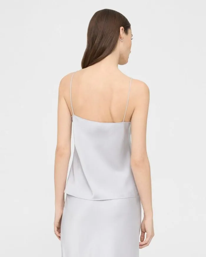Tops Women Theory Draped Camisole In Satin Silver Tops Women Theory Draped Camisole In Satin Silver