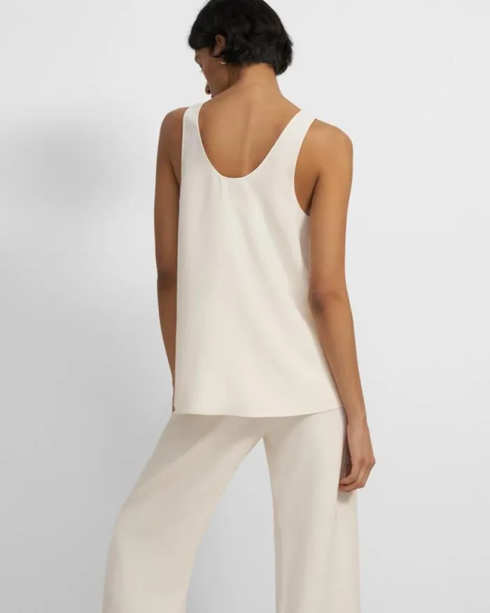 Tops Women Theory ScoopNeck Tank In Eco Rosina Crepe Cream Yellow Tops Women Theory ScoopNeck Tank In Eco Rosina Crepe Cream Yellow