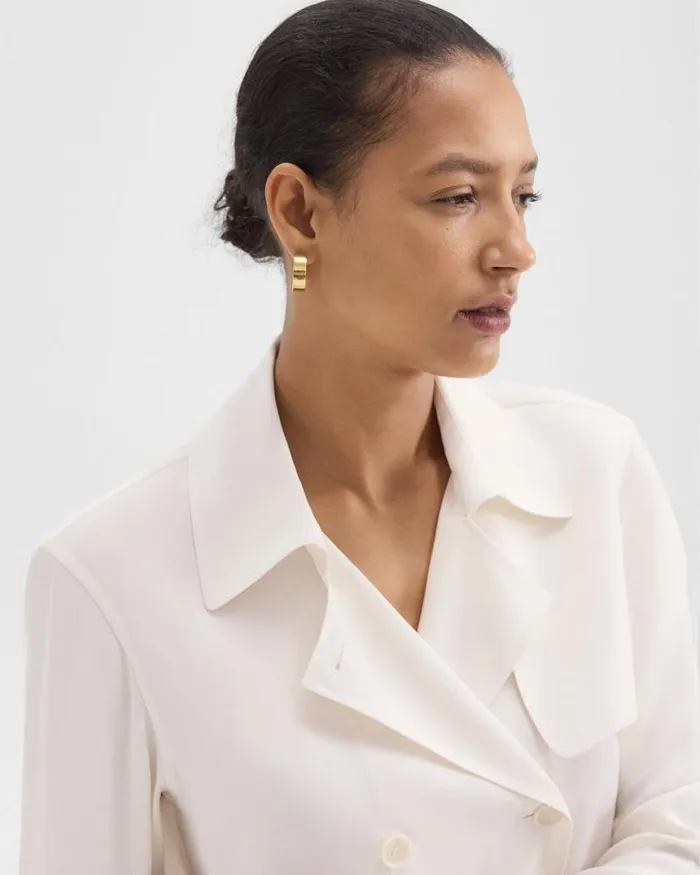 Tops Women Theory Trench Blouse In Recycled Georgette Ivory Tops Women Theory Trench Blouse In Recycled Georgette Ivory