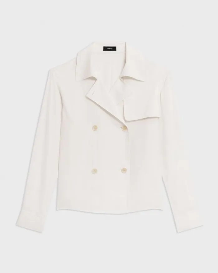Tops Women Theory Trench Blouse In Recycled Georgette Ivory Tops Women Theory Trench Blouse In Recycled Georgette Ivory