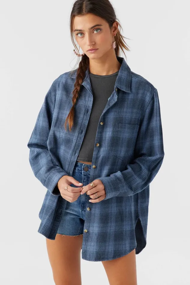TRAVYS FLANNEL OVERSIZED SHIRT Slate Women O039NEILL Clothing