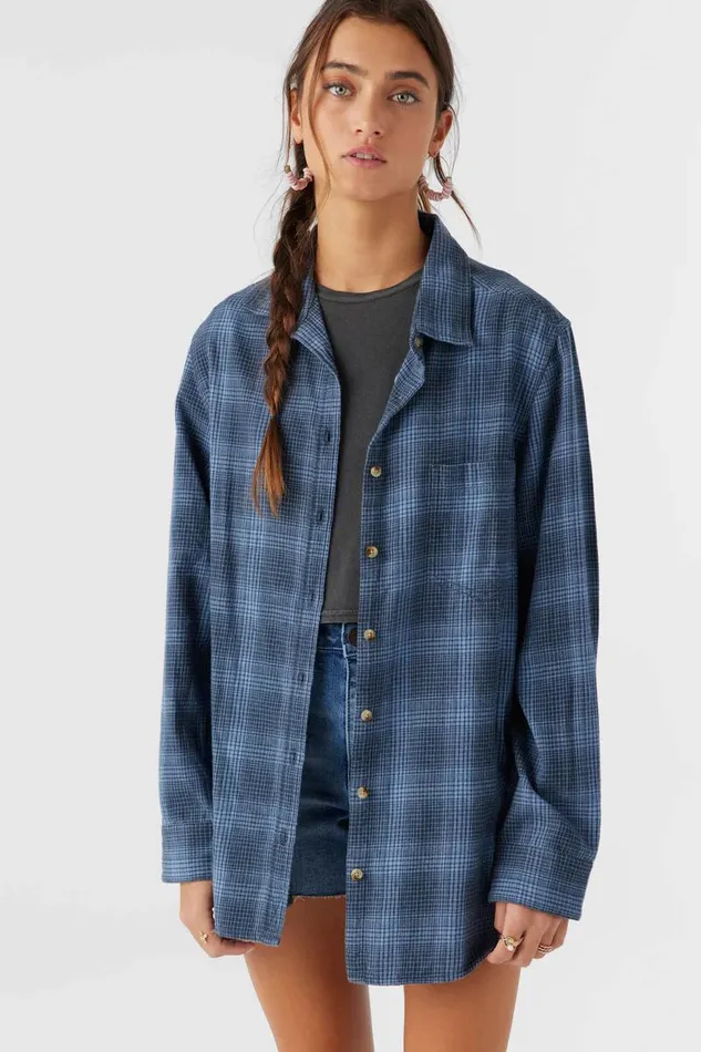 TRAVYS FLANNEL OVERSIZED SHIRT Slate Women O039NEILL Clothing