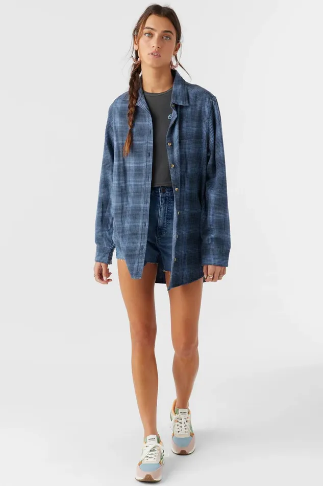 TRAVYS FLANNEL OVERSIZED SHIRT Slate Women O039NEILL Clothing
