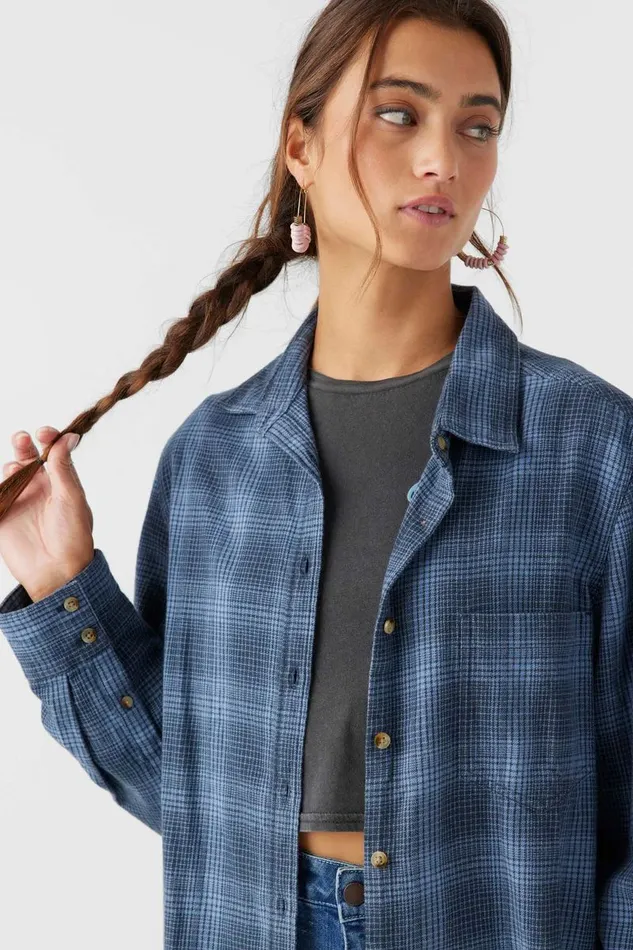 TRAVYS FLANNEL OVERSIZED SHIRT Slate Women O039NEILL Clothing