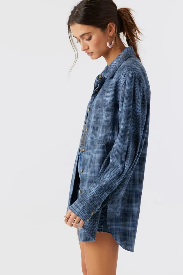 TRAVYS FLANNEL OVERSIZED SHIRT Slate Women O039NEILL Clothing