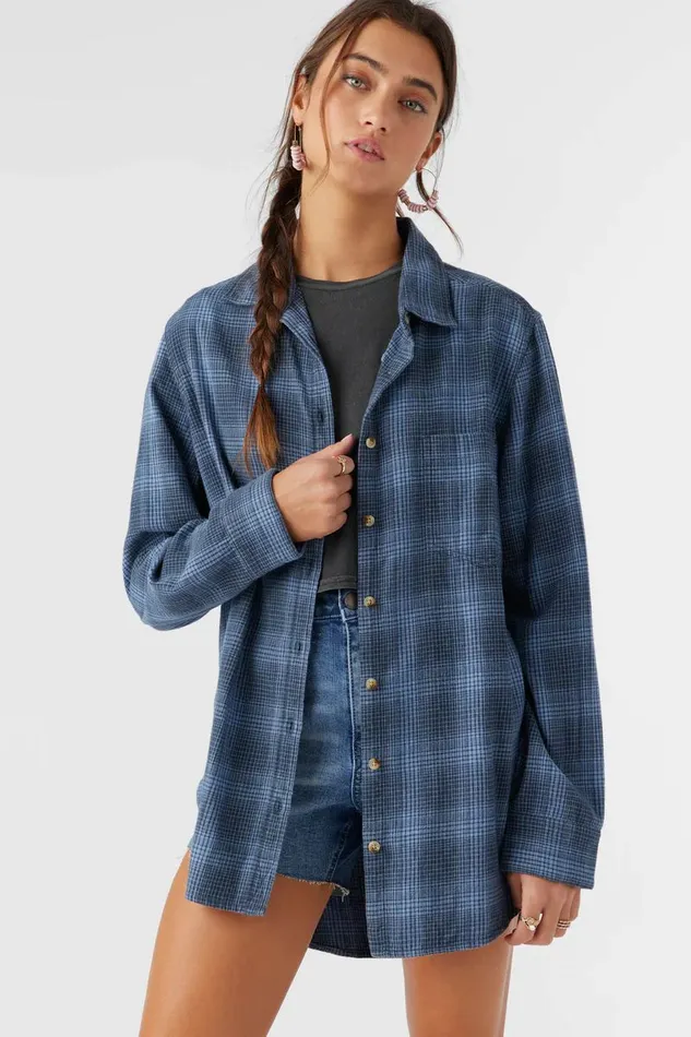 TRAVYS FLANNEL OVERSIZED SHIRT Slate Women O039NEILL Clothing