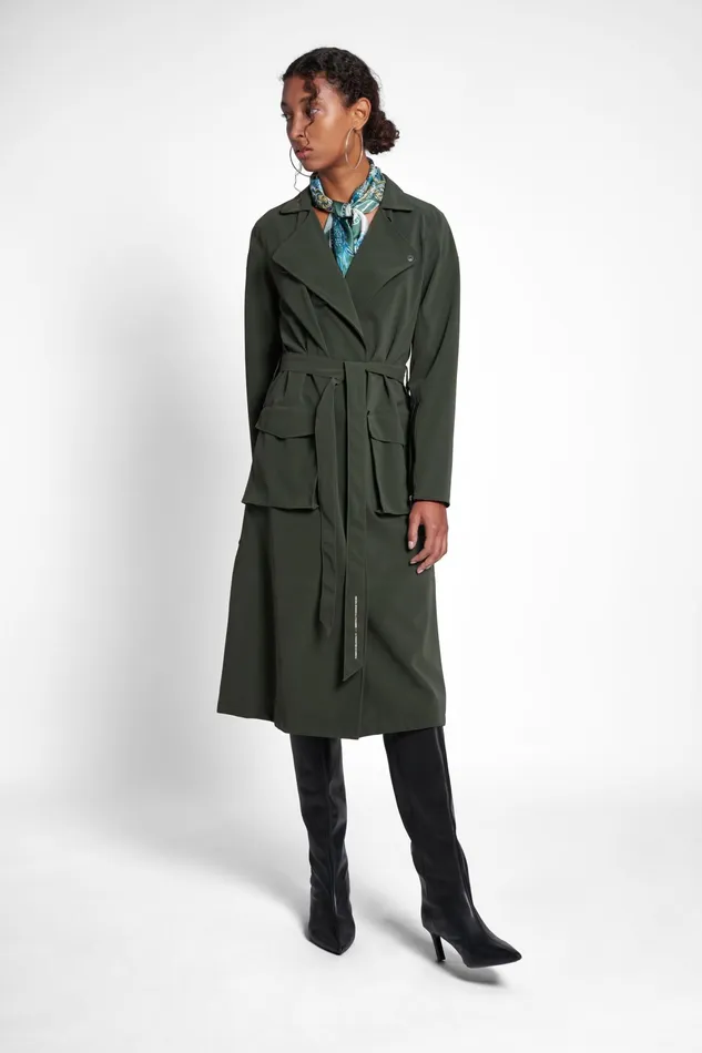Trench Coats Women Stutterheim Kista Matte Trench Coat Green