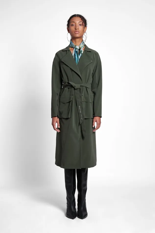 Trench Coats Women Stutterheim Kista Matte Trench Coat Green