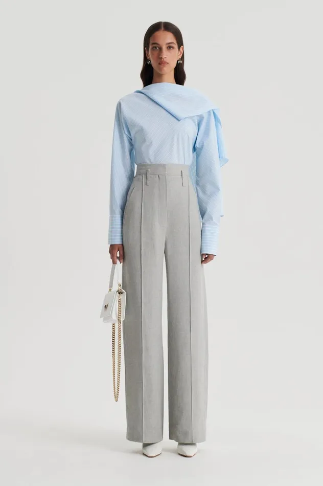 Trousers Women Scanlan Theodore DRAPED TAILORED TROUSER Palegrey