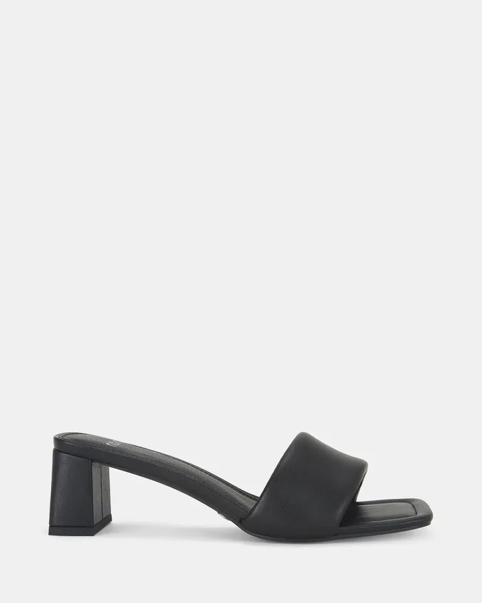 UGENIA BLACK Open Toe Heels Mules NOVO Shoes Women