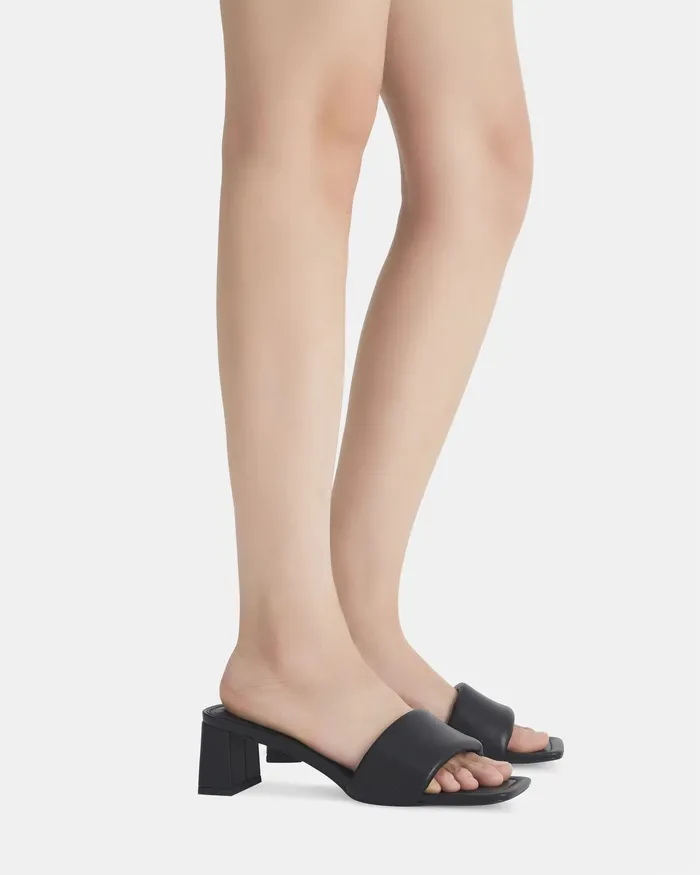UGENIA BLACK Open Toe Heels Mules NOVO Shoes Women