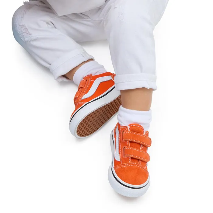 Vans Classics Kids Toddler Old Skool Hook And Loop Shoes 14 Years Orange
