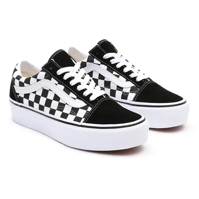 Vans Classics Women Checkerboard Old Skool Platform Shoes Black