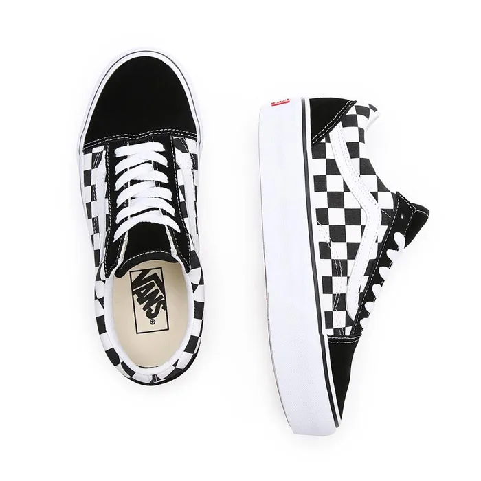 Vans Classics Women Checkerboard Old Skool Platform Shoes Black
