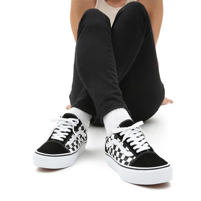 Vans Classics Women Checkerboard Old Skool Platform Shoes Black