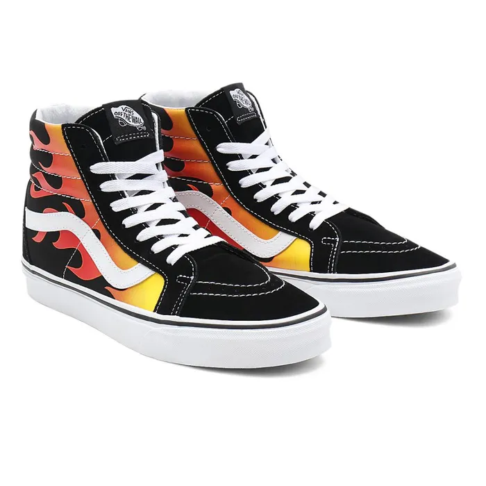 Vans HiTop Shoes Women Flame Sk8Hi Reissue Shoes Black