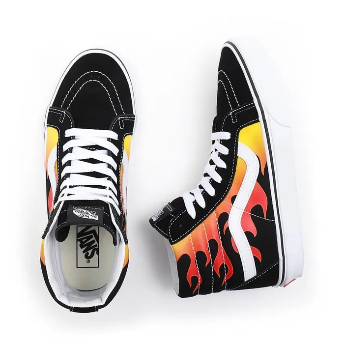 Vans HiTop Shoes Women Flame Sk8Hi Reissue Shoes Black