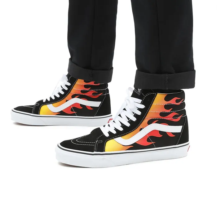 Vans HiTop Shoes Women Flame Sk8Hi Reissue Shoes Black