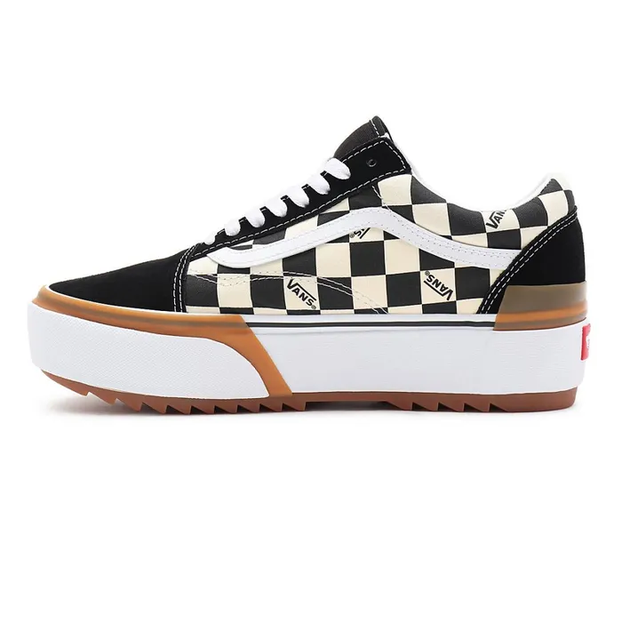 Vans Lowtop Shoes Women Checkerboard Old Skool Stacked Shoes Black White