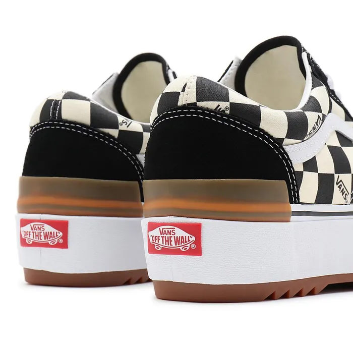 Vans Lowtop Shoes Women Checkerboard Old Skool Stacked Shoes Black White