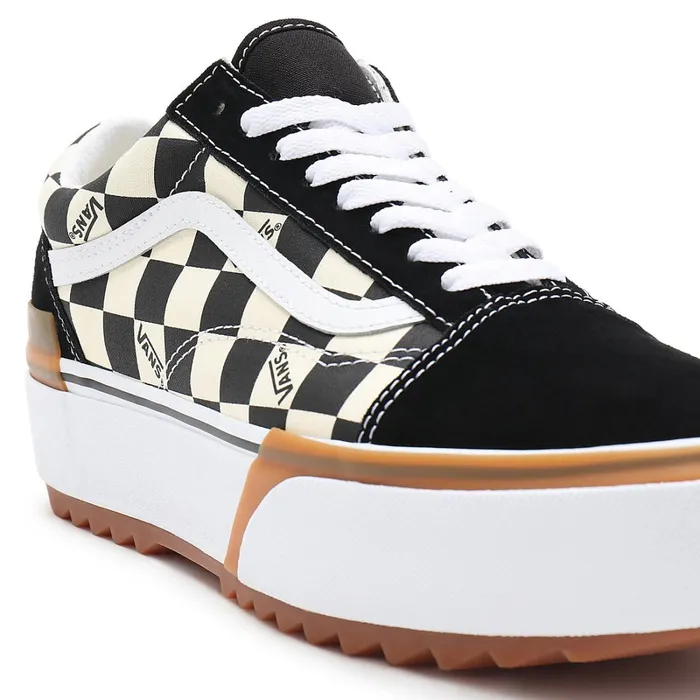 Vans Lowtop Shoes Women Checkerboard Old Skool Stacked Shoes Black White