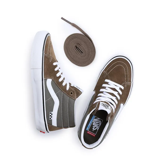 Vans Skate Shoes Men Skate Grosso Mid Shoes Grey Brown