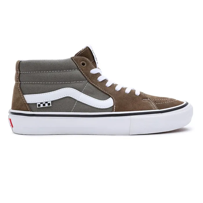 Vans Skate Shoes Men Skate Grosso Mid Shoes Grey Brown