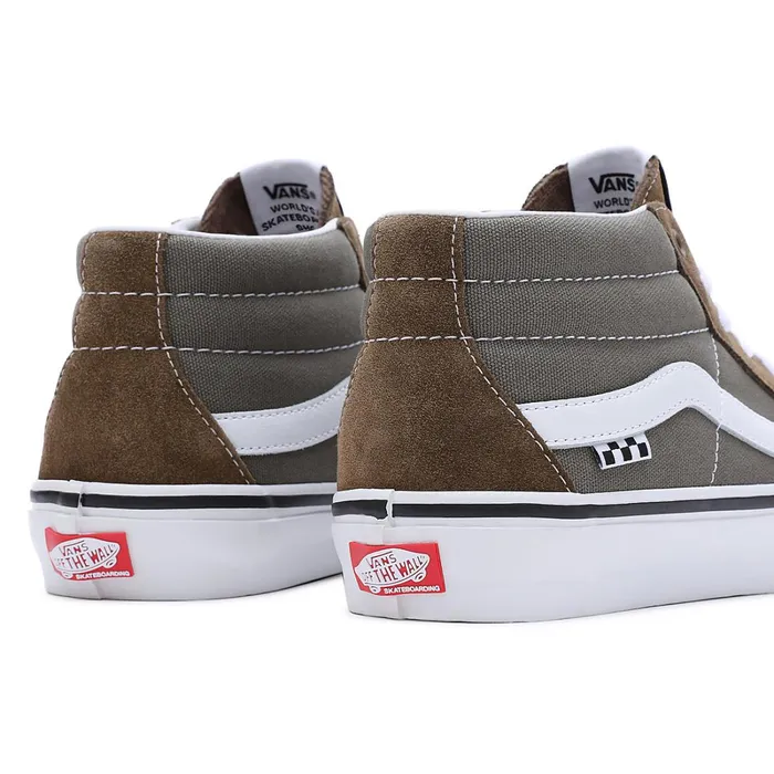 Vans Skate Shoes Men Skate Grosso Mid Shoes Grey Brown