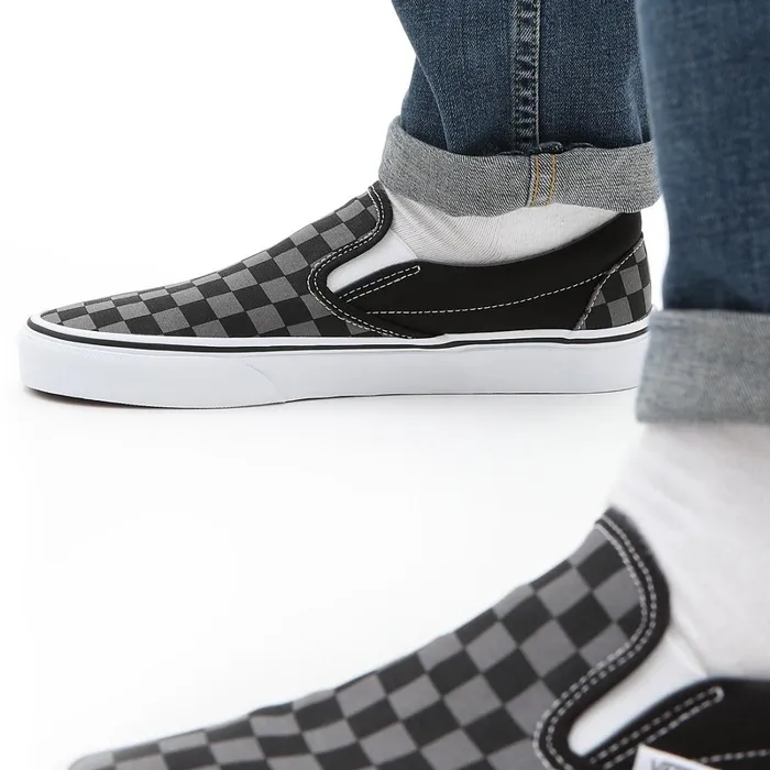 Vans Slipon Shoes Women Checkerboard Classic SlipOn Shoes Black Grey