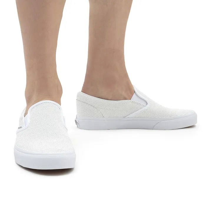 Vans Slipon Shoes Women Perf Leather Classic SlipOn Shoes White