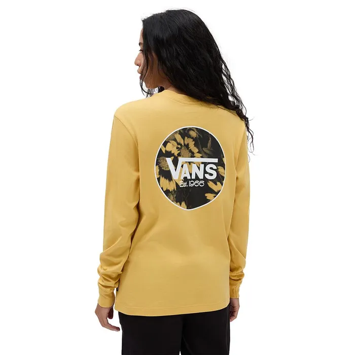 Vans Tshirts and Tops Women Floral Scent Long Sleeve Boyfriend Fit TShirt Yellow